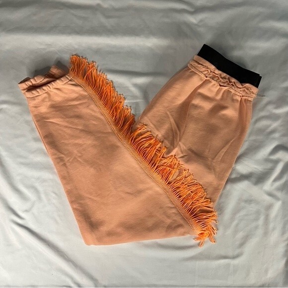 Koral Pompano Orange Size S Station Sweatpant Gym Fringe Dance Lounge Maximalism - Picture 1 of 8